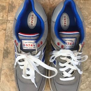 Gray with blue and red accents New Balance